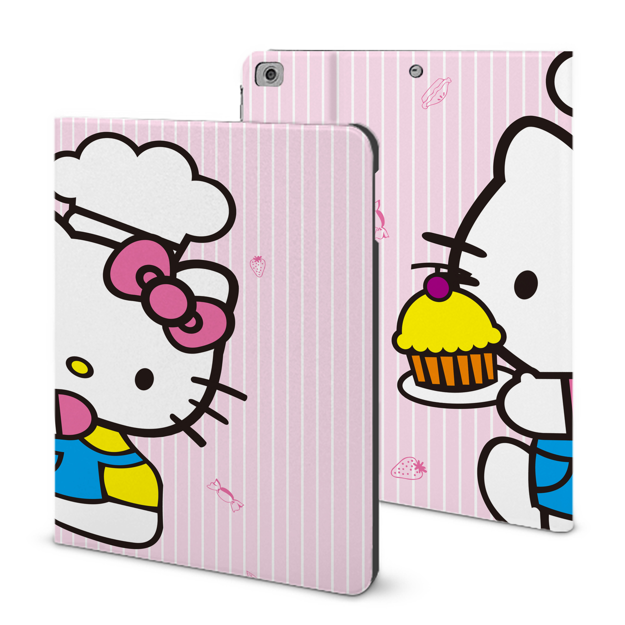 （画像用） Hello Kitty ハローキティ IPad ケース ブック型 PUレザー TPU 耐衝撃 軽量 薄型 ペン収納なし 全面保護 IPad 各モデル対応